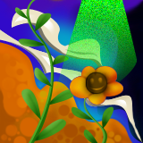 Flowers on a hillside basking in the noisy lime light by qwazy