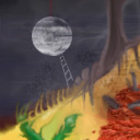 he made a gigantic ladder and one day reached all the way to the moon. by heinzon