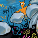 Orange thing looking on by tyeddyedeyes