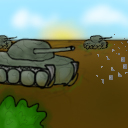 Battle against the little 3d tiles.  Well.. what do you do when you have to blend with stupid little 3d tiles?  You blow them up.  I figured people don't want to see this anymore (plus those tiles have been getting horrible ratings).. so something different on this side of the quilt :)  Sorry to the artist that made those tiles.. I hope the people around me figure out that its a bush and tanks! =P by philoader