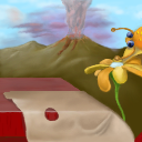 A bug observing the volcano by Sub