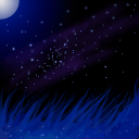 My first tile, a moon with stars at night... with blue grass(?) by Tabris