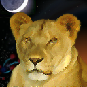 Drowsy lion in a starfield? Or something like that... by Shayde