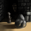 dark alley with rock by greg
