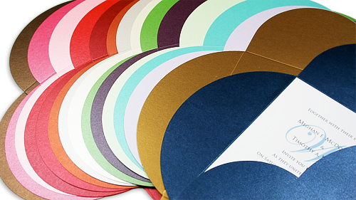 array of metallic finish petal fold pochettes.