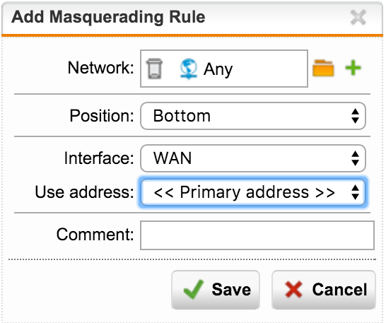 Sophos UTM Create New Masquerading Rule