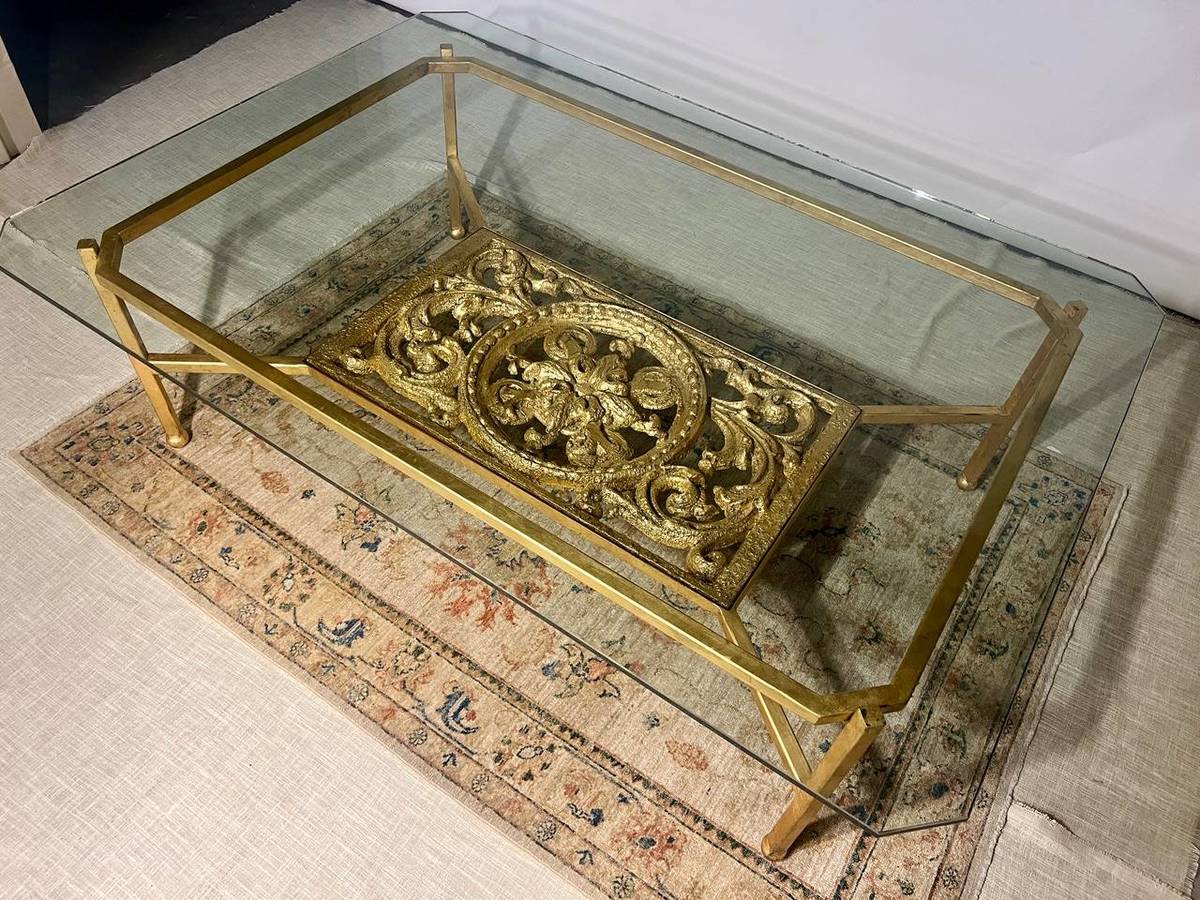 Gold Artistry Glass Coffee Table