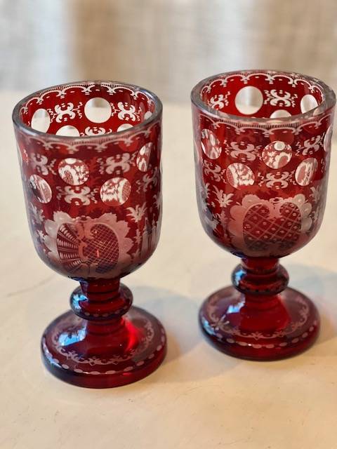 19th Century Bohemian Red Glasses