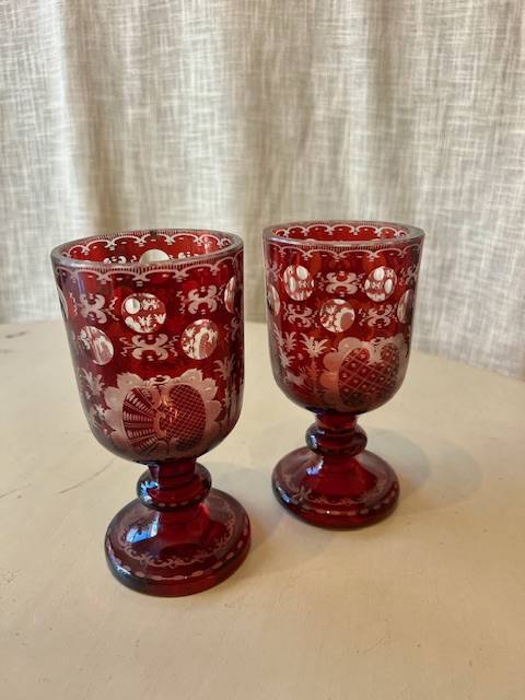 19th Century Bohemian Red Glasses