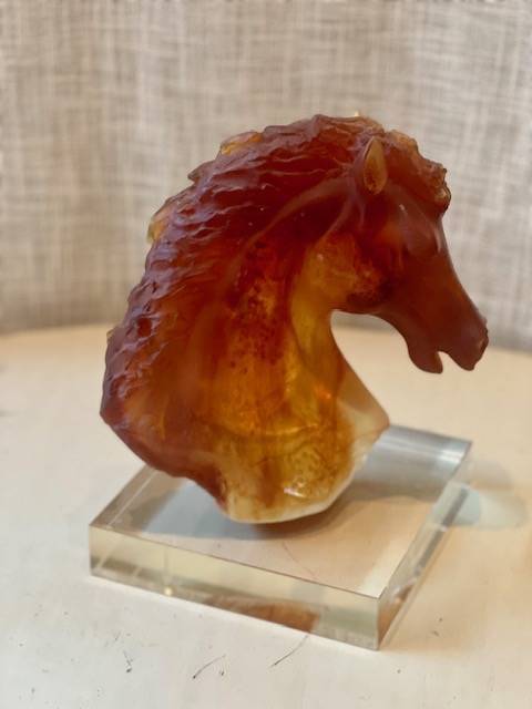 Daum Horse Head Crystal Sculpture