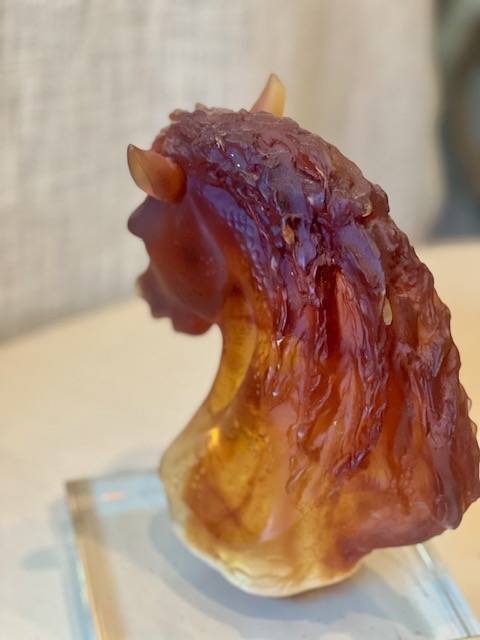 Daum Horse Head Crystal Sculpture