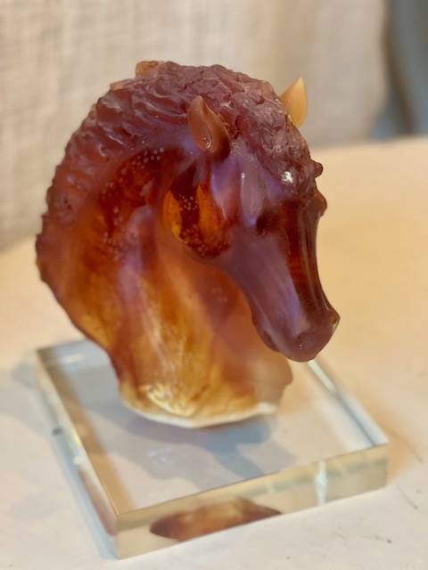 Daum Horse Head Crystal Sculpture