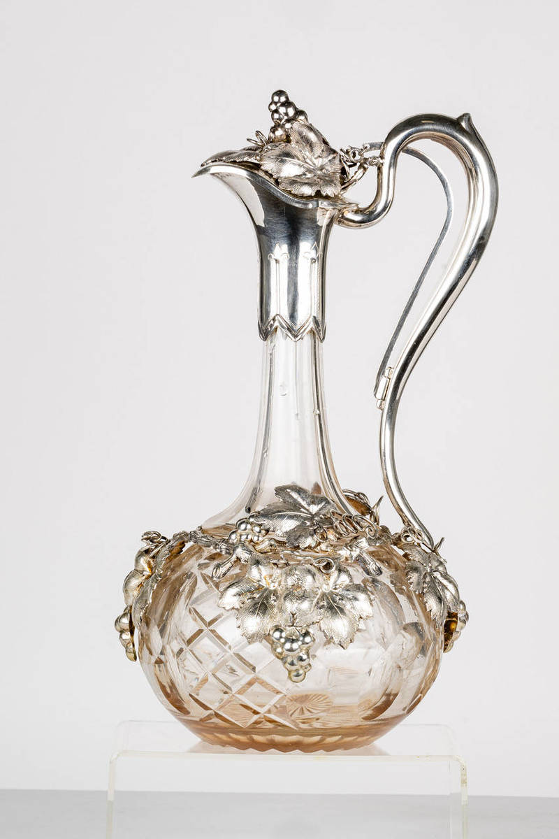 Crystal Decanter with Silver Overlay