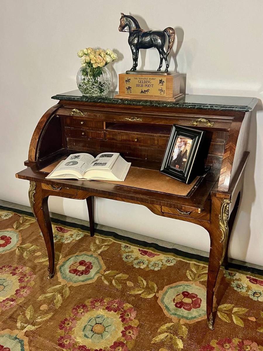 Napoleon III Walnut Writing Desk with Marble Top