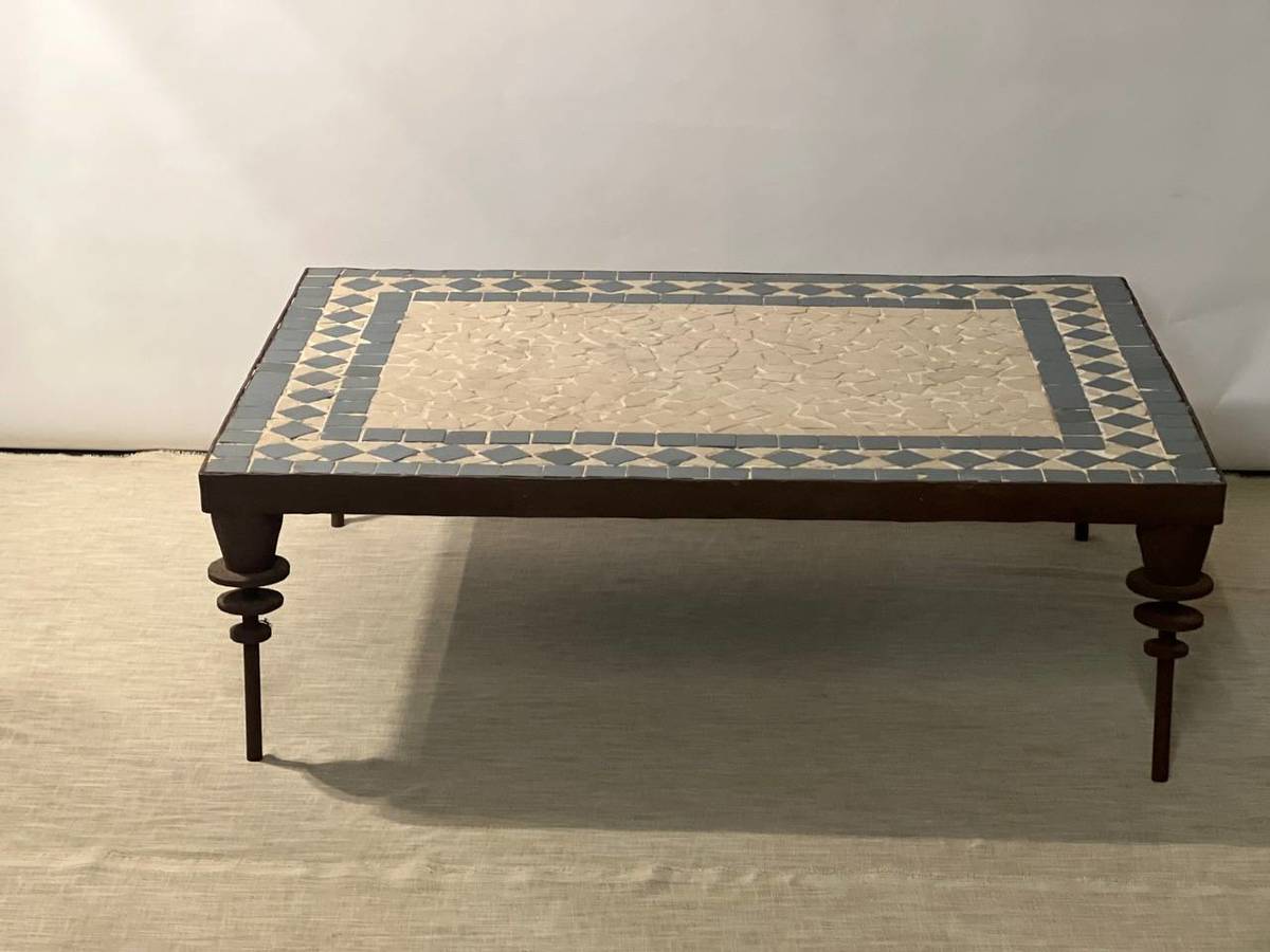 Iron Table with Mosaic Inlay