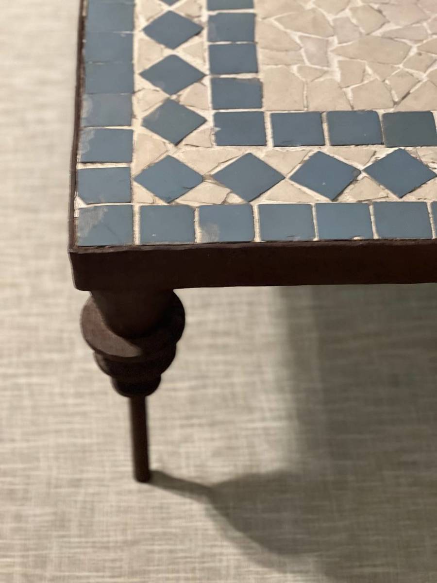 Iron Table with Mosaic Inlay