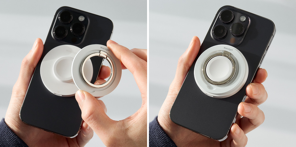 一見するとただのスマホリング、これひとつでワイヤレス充電ができる|iPhone・Apple Watch・AirPodsのワイヤレス充電がひとつに!強い磁力でカンタン設置できる、MagSafe対応スマホリング充電器|MaGdget(マジェット)のチャージリング