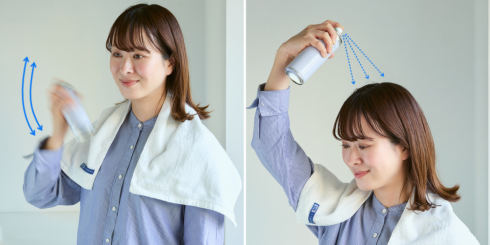 他にスタイリング剤や育毛剤を使用する場合は、本品を最後の仕上げに使ってください。｜白髪対策、薄毛対策に。スプレーするだけで一瞬でカバーする『Deaiwo（デアイヲ） 117ヘアカラースプレー』