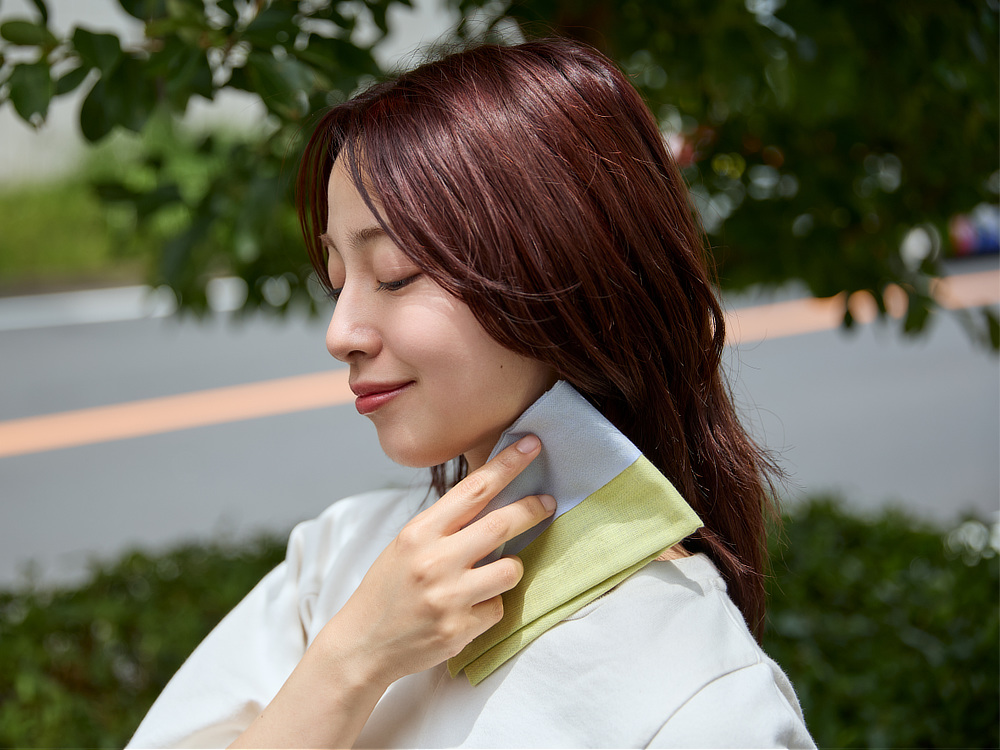 和晒しコットン100%、日除け、汗拭き、冷え対策できる「首の肌着」｜Oo（ワオ）