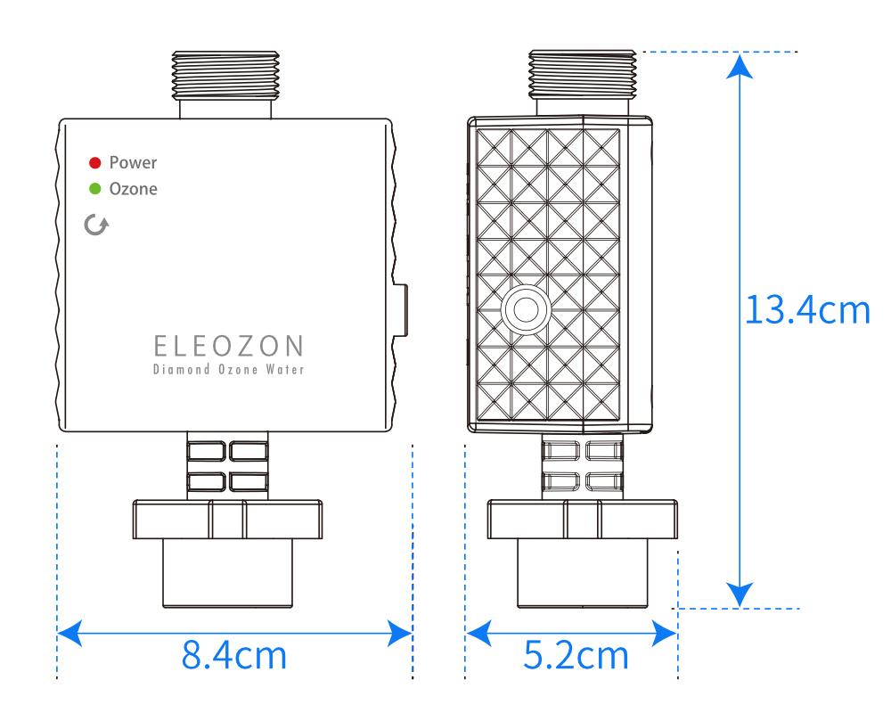 サイズ|お家でプロ級のオゾン水クリーニングができる、洗濯機用オゾン水生成器『ELEOZON(エレオゾン)』