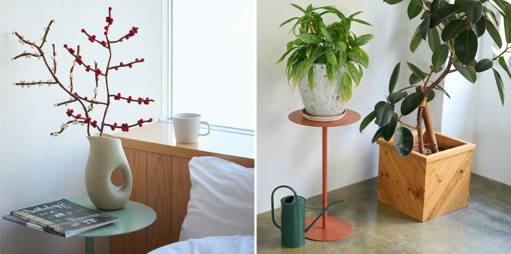 なんとなく部屋に置いている観葉植物やお気に入りの雑貨を「サイドテーブル」に置けばディスプレイに格上げ｜おしゃれなアパレルショップの什器を手掛ける日本コパック株式会社によるお洒落なスチール家具『KIT（キット）』