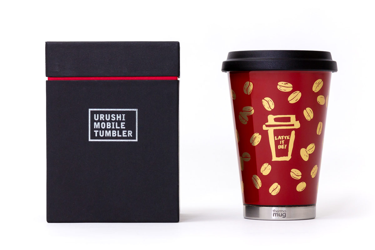 ギフトにもぴったり。MONOCO・土直漆器・thermo mug・Rina Iwaiのコラボ。漆の真空二重構造のステンレスボトル（タンブラー）