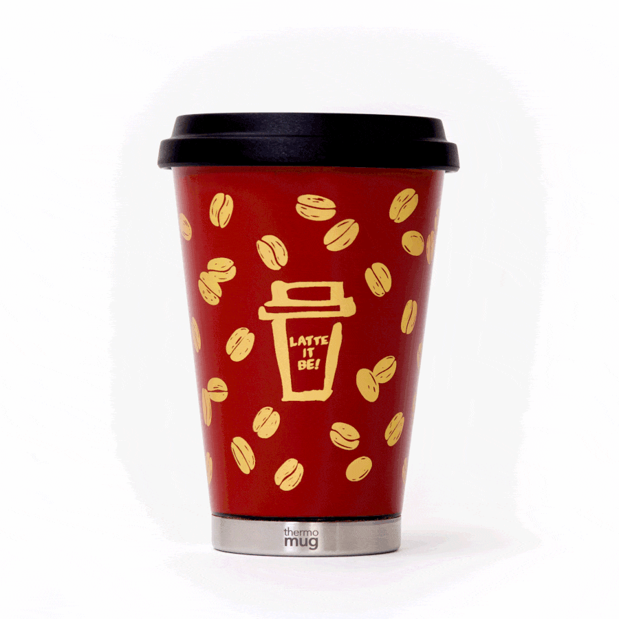 朱赤×ラテ&コーヒービーンズ|漆の真空二重構造のステンレスボトル(タンブラー)