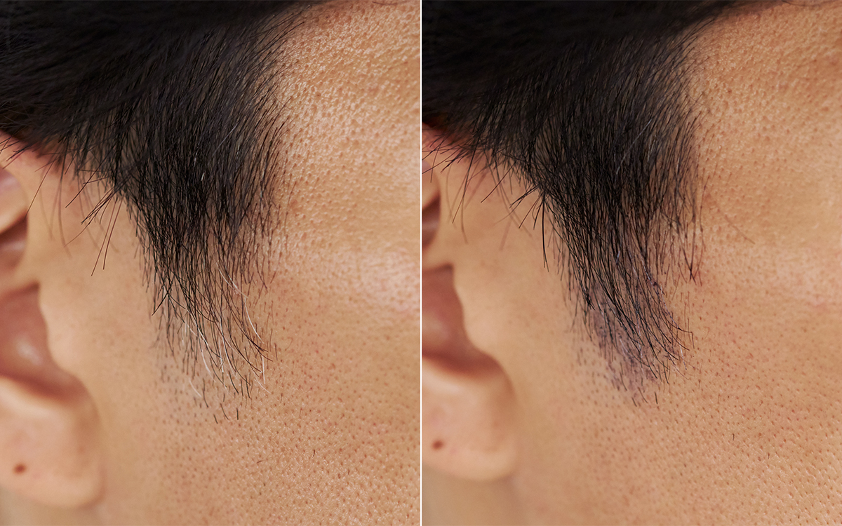 ヘアカラーしにくいもみあげや生え際に手軽にできる。丹波栗と天然インディゴで、天然由来の白髪隠し。リタッチヘアマスカラ|uruotte(ウルオッテ)