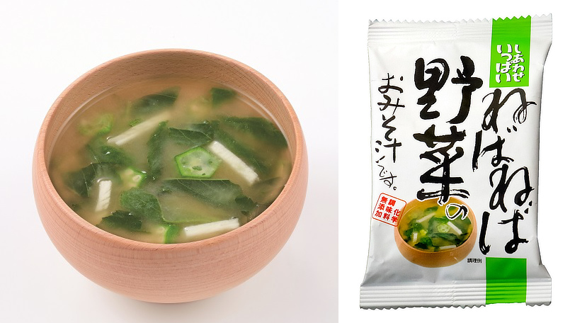 食品の粘りやとろみを損なわないフリーズドライ製法の力が際立つ「ねばねば野菜のおみそ汁」｜化学調味料無添加、具材と味噌を分けるこだわりフリーズドライの「しあわせいっぱいおみそ汁」味噌汁（みそしる）｜コスモス食品