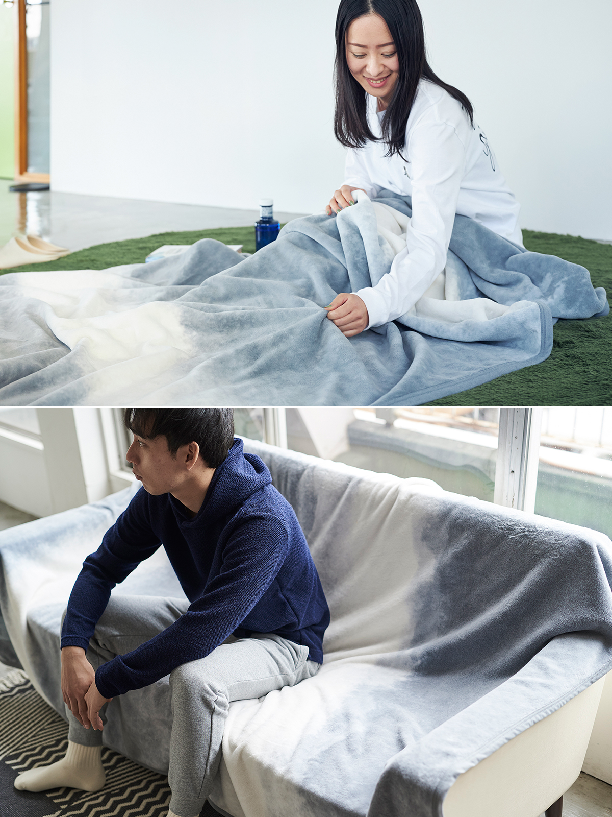 現代の暮しに合う上質な寝具。子どものときから、大人になっても、いつもそばにあるコットンのやさしさと、ずっと使ってゆける色・デザイン。ニューマイヤー織の綿毛布｜FLOOD OF LIGHT（フルード オブ ライト、光の洪水）｜LOOM&SPOOL
