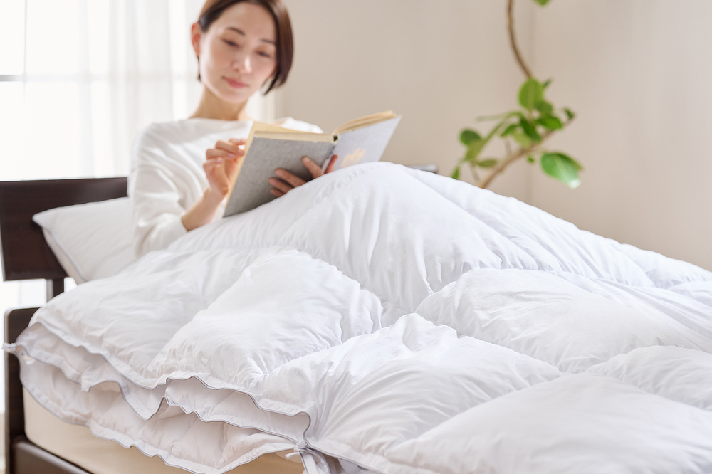 暖かさの工夫は、キルトの構造にもあります｜軽い！暖かい！プロ向け防寒着から生まれた「人工羽毛布団」｜プリマロフト