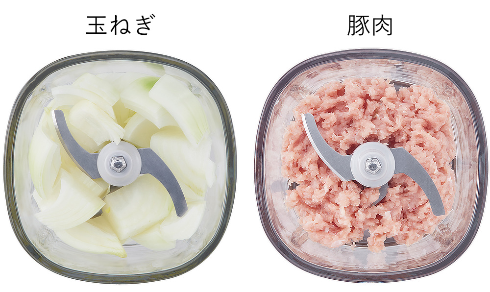 肉も、粘り気を出さずにひき肉状にすることができます。ボタンひとつで、刻む・混ぜる・おろす・泡立てる「コードレス カプセルカッター ボンヌ」| récolte（レコルト）