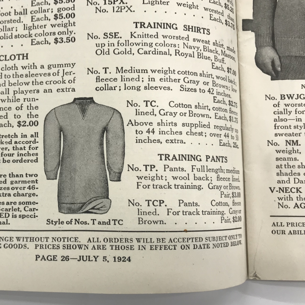 1937～1938 FALL & WINTER CATALOG｜スポルディング社の名作の復刻版。スポルディング社の名作から再構築された、動きまわり軽やかな「フットボールスウェット」｜A.G. Spalding & Bros