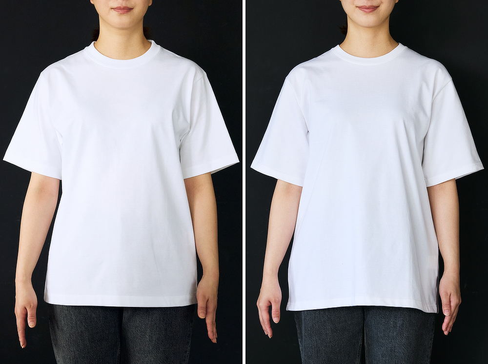 女性着用イメージ｜透けない、ヨレにくい、一枚で決まるシルエット。大人が「終着TEE」にしたい着心地「白Tシャツ」男女兼用・ユニセックス｜TARROW TOKYO（タロウトウキョウ）