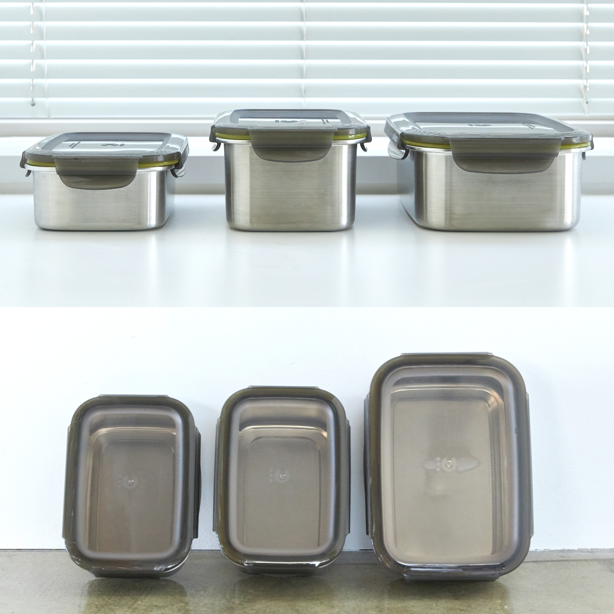 使いやすい大きさ違いの3点セット｜電子レンジ・オーブン・冷凍・食洗機OK、調理もできるステンレス保存容器（大中小3点セット）｜cuitisan（クイッティサン）