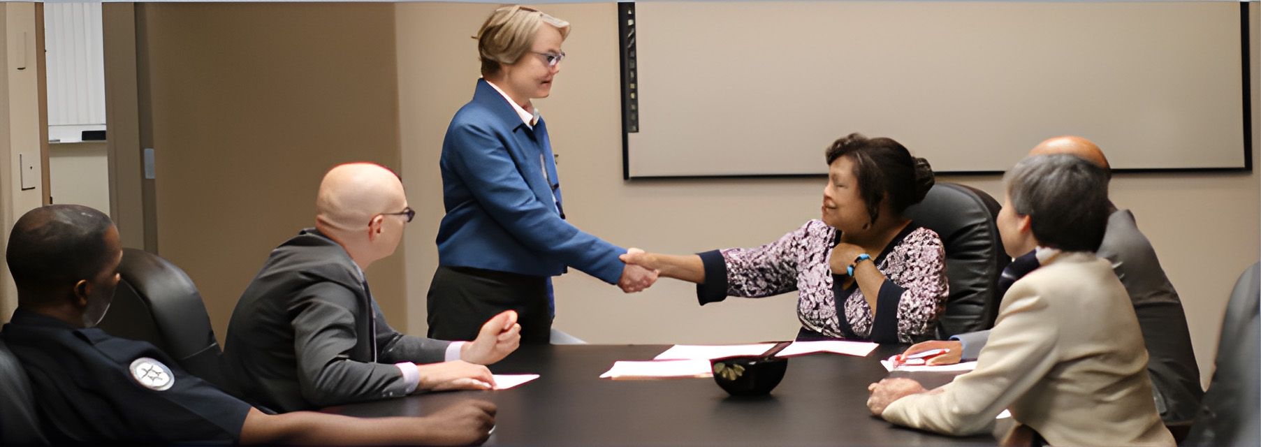 the survey team meets with the facility team