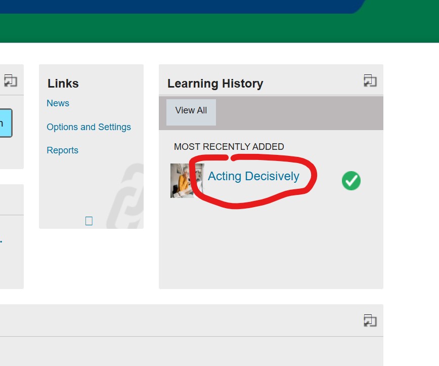 A screenshot of the Learn Center History page