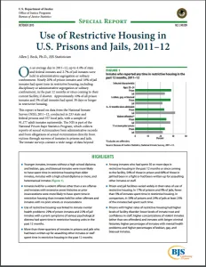 document cover for Use of Restrictive Housing in U.S. Prisons and Jails, 2011-12