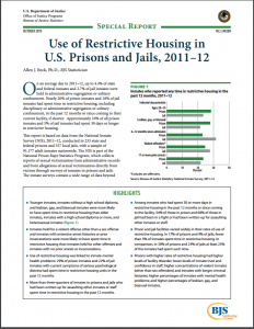 document cover for Use of Restrictive Housing in U.S. Prisons and Jails, 2011-12