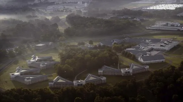 An aerial photo of a corrections facility
