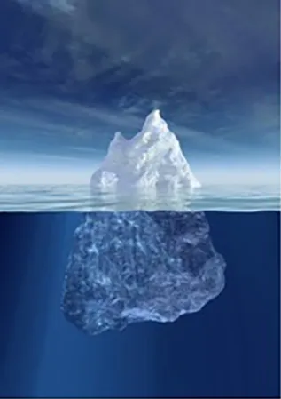 a picture of an ice berg floating in water