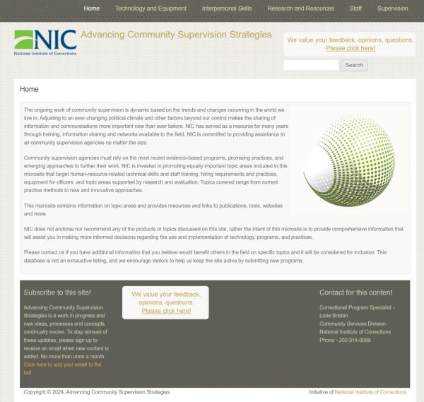 Screenshot of NIC website