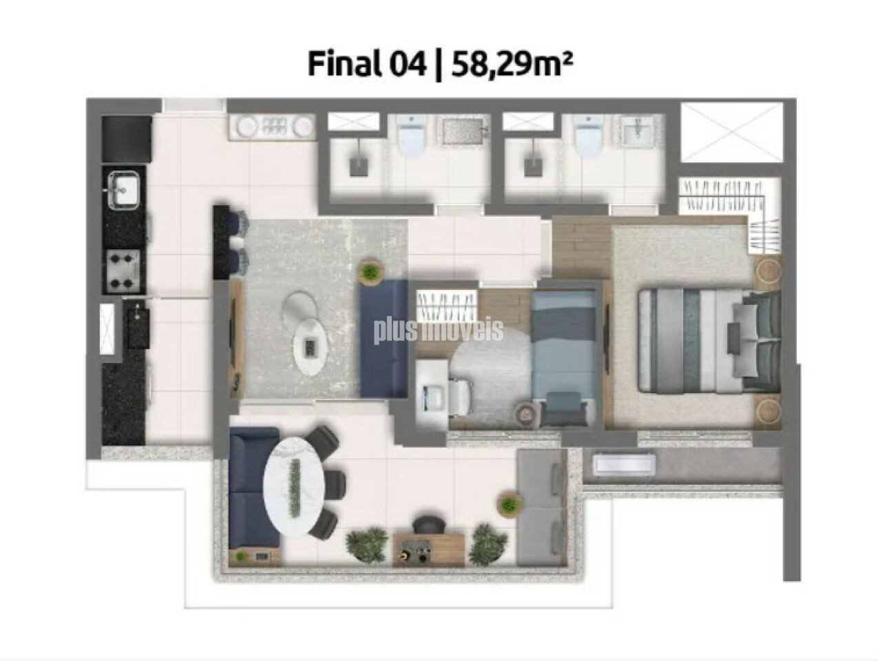 Apartamento, 2 quartos, 58 m² - Foto 2