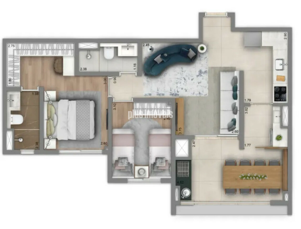Apartamento, 2 quartos, 67 m² - Foto 1