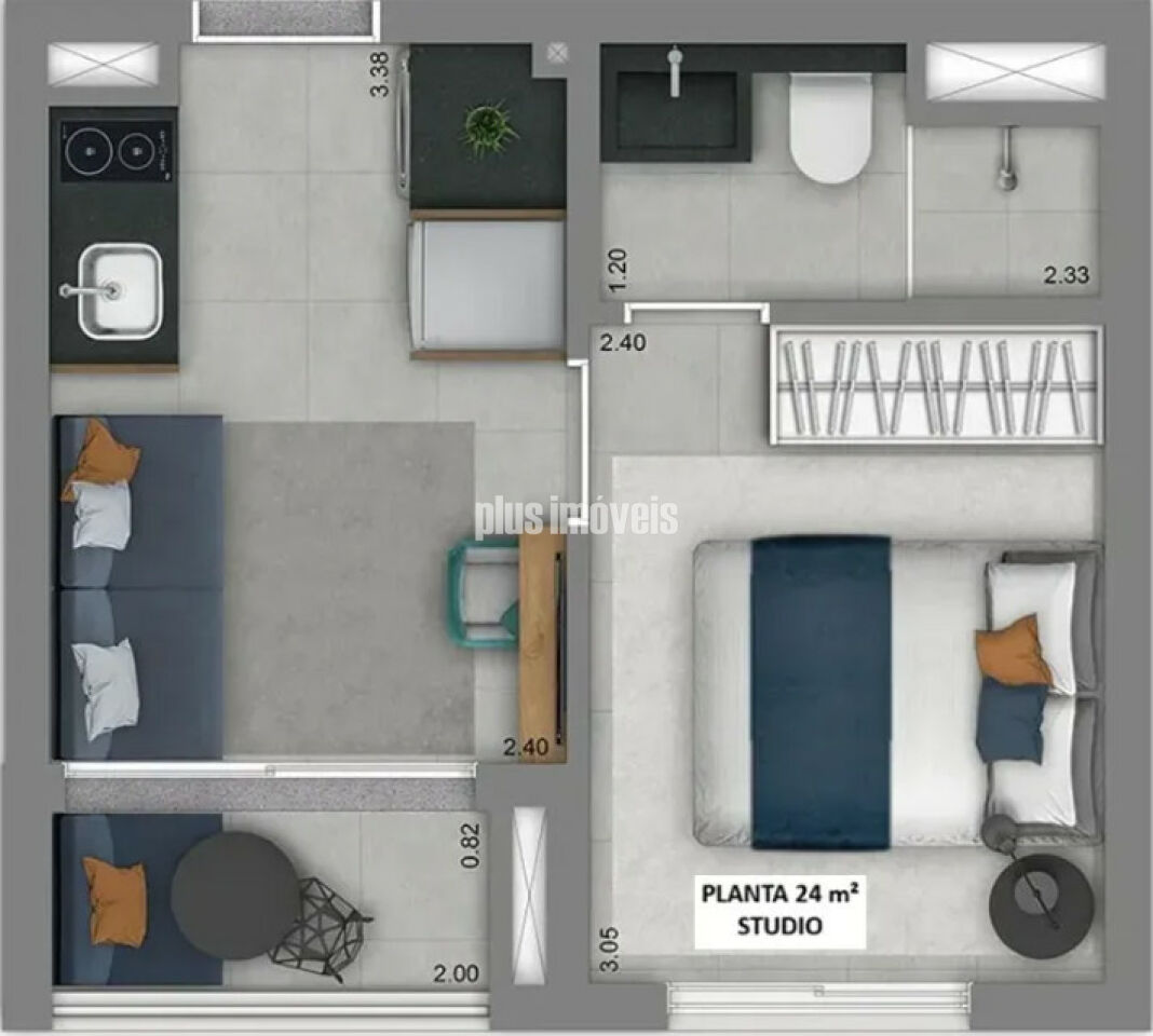 Apartamento, 1 quarto, 24 m² - Foto 2
