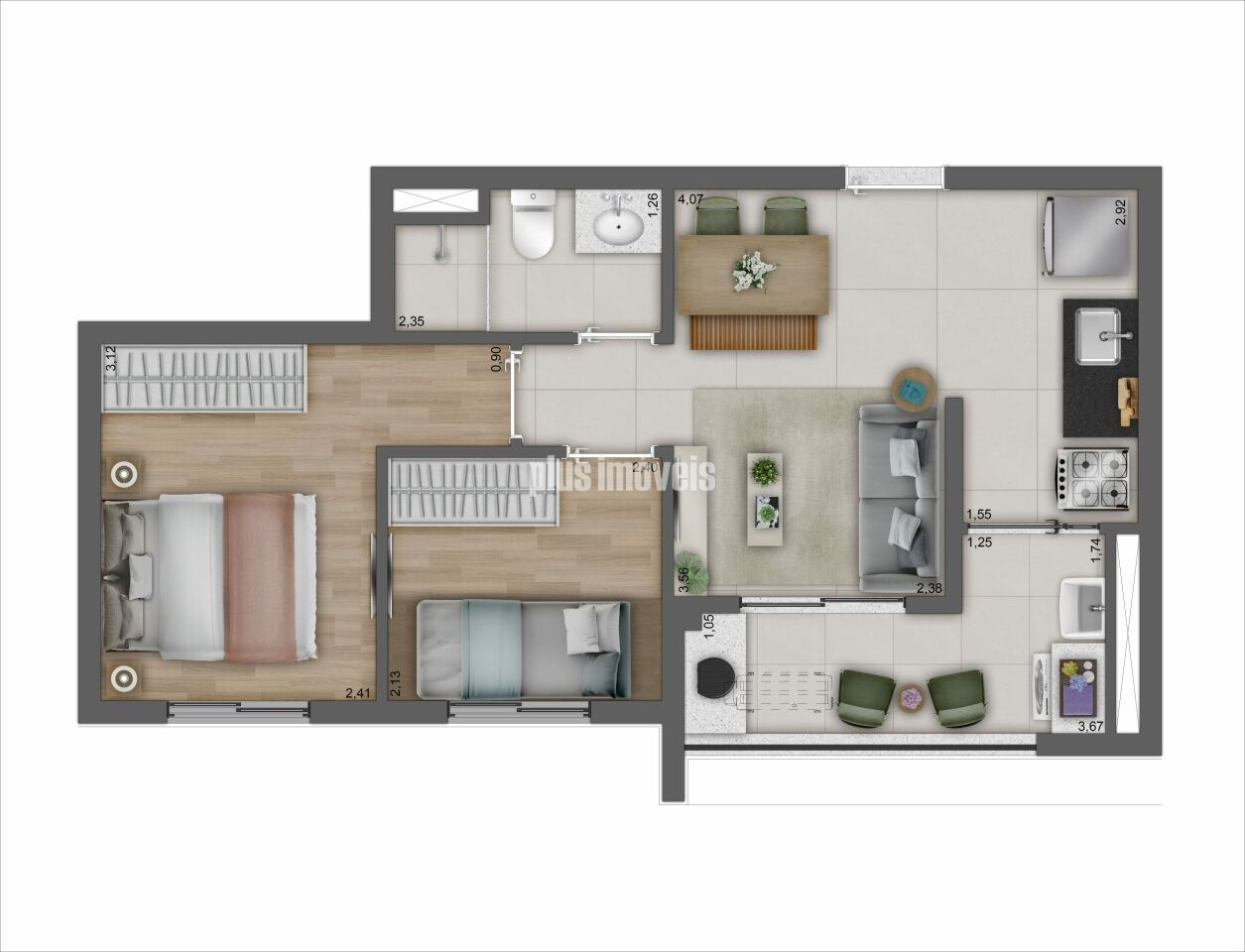 Apartamento, 2 quartos, 42 m² - Foto 1