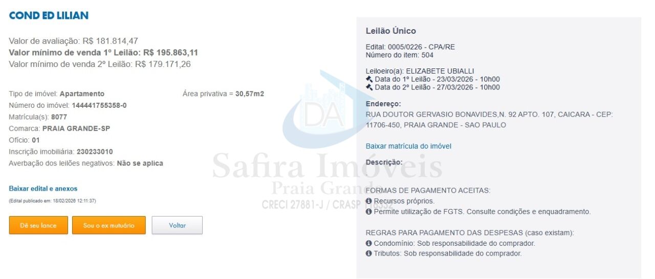 Imoveis Caixa Leiloes para Venda - Caiçara