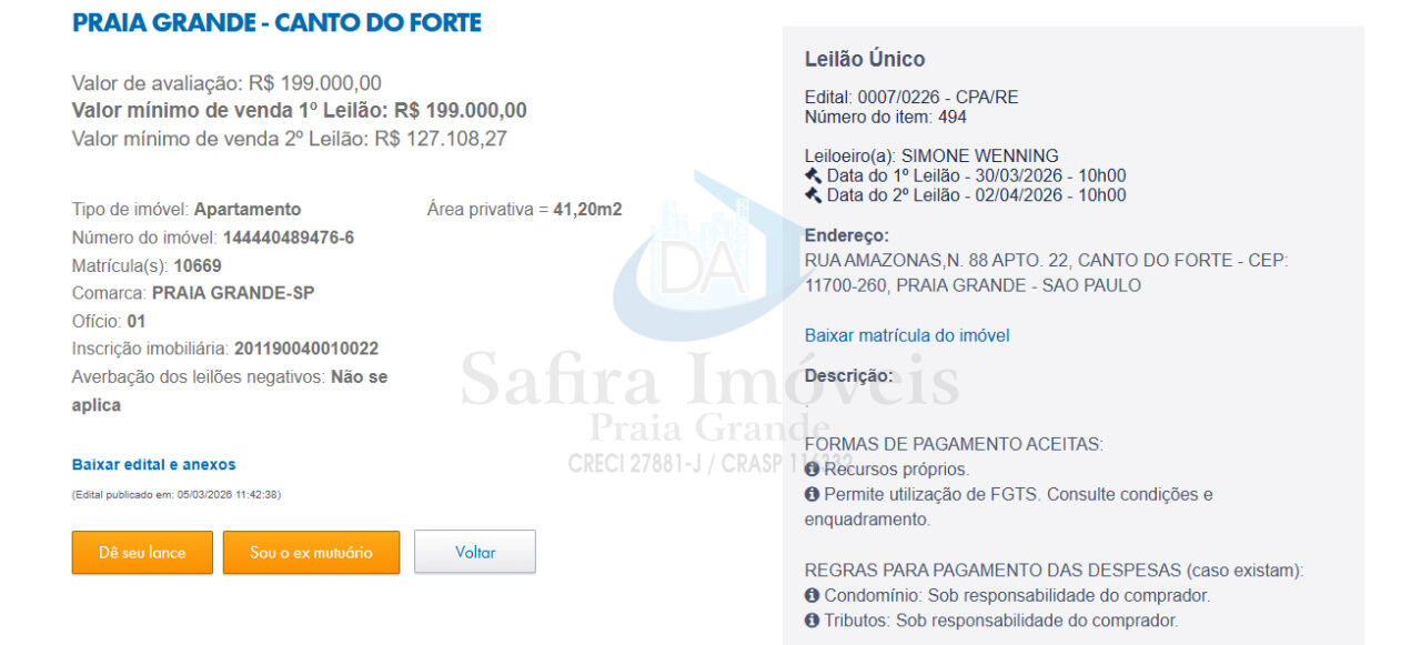 Imóveis Caixa para Venda - Canto do Forte