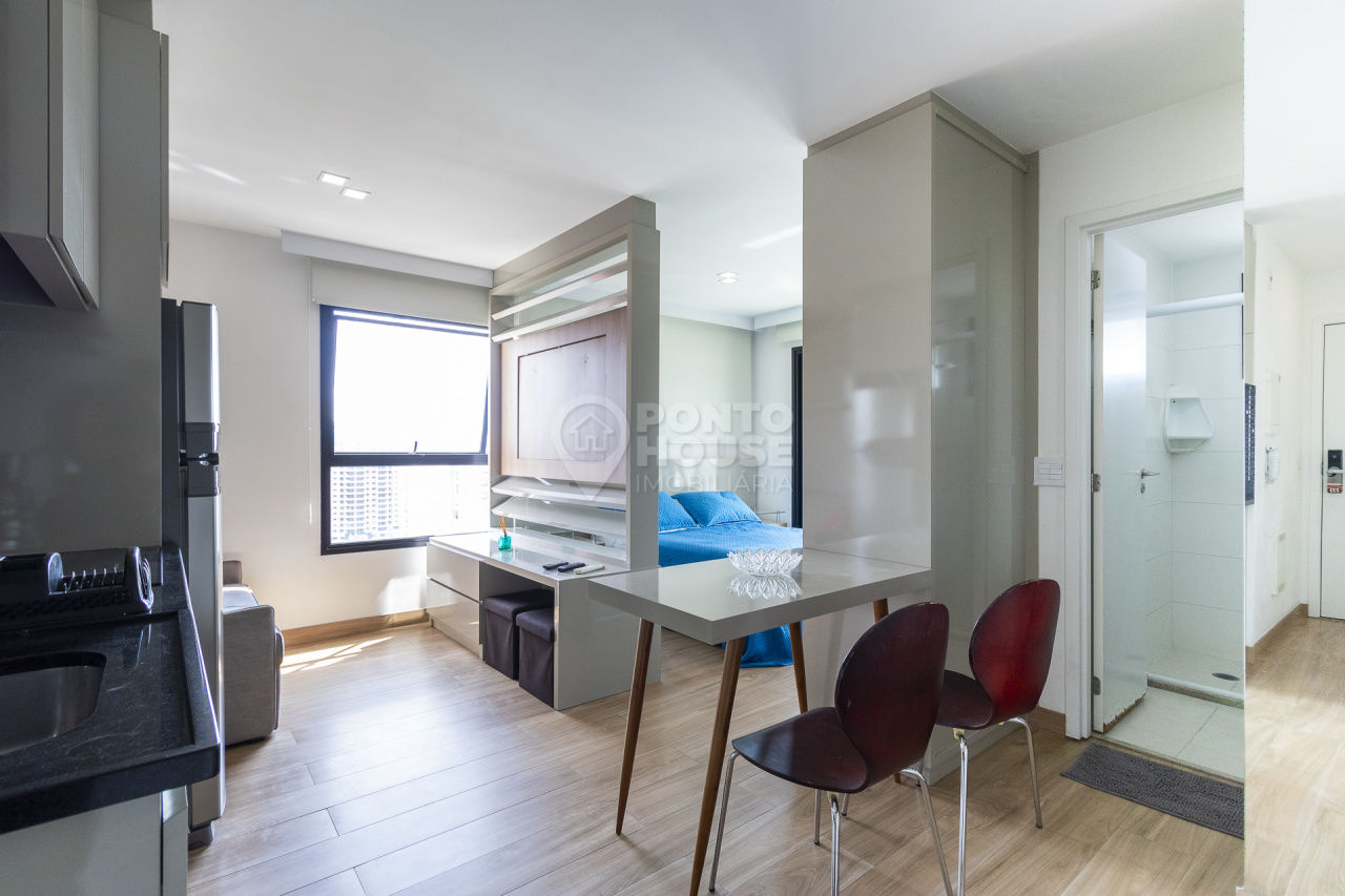 Studio Mobiliado para locação do lado do metrô Campo Belo de 38m² e 1 dorm, e vaga