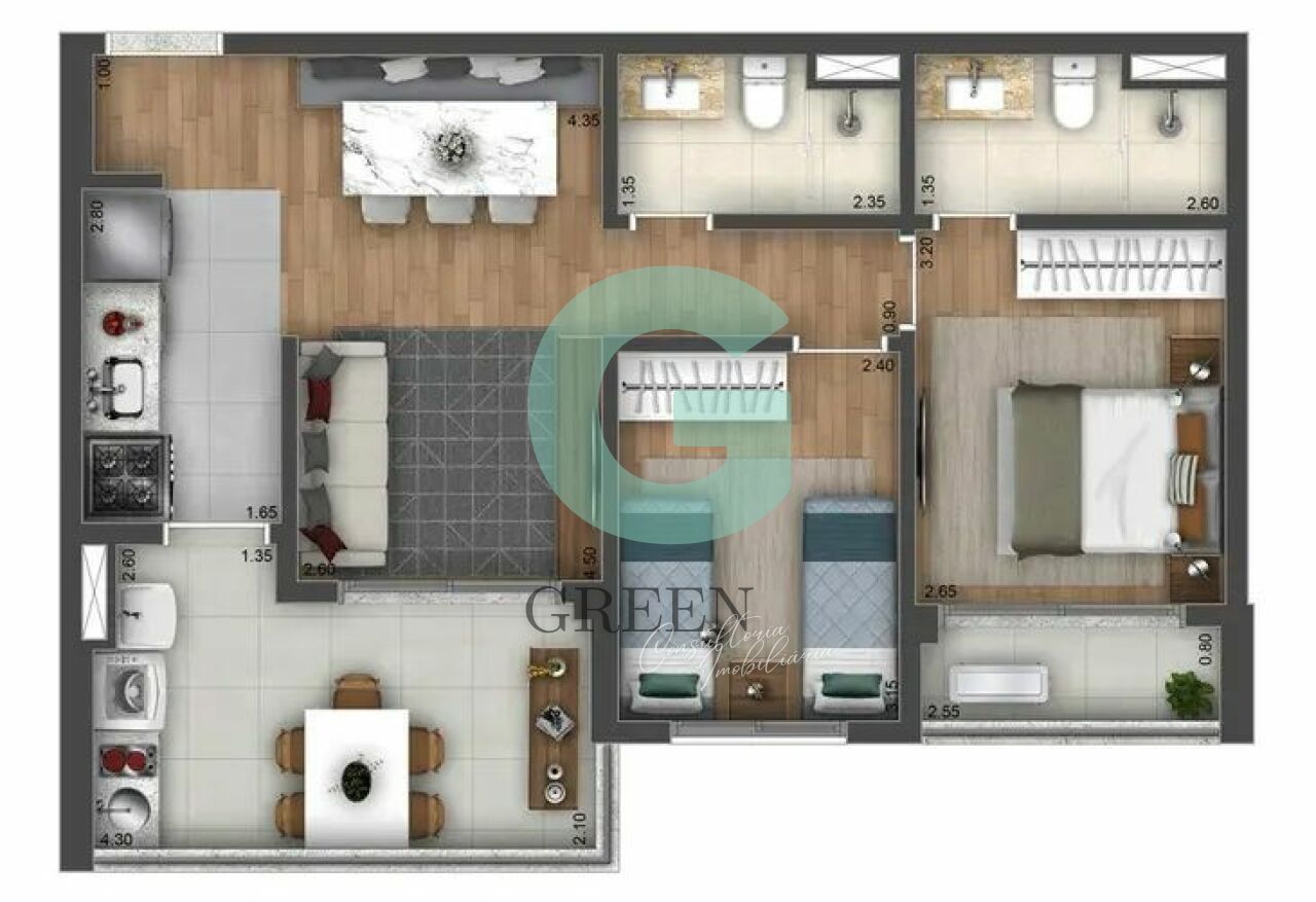 Apartamento, 2 quartos, 65 m² - Foto 2